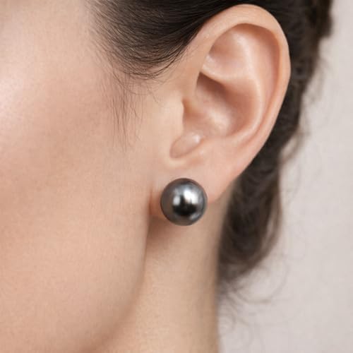 Pearl Stud Earrings Multicolor Shell Beads Pearl Hypoallergenic Stud Earrings Ocean Shell Pearl Jewelry - color: Grey