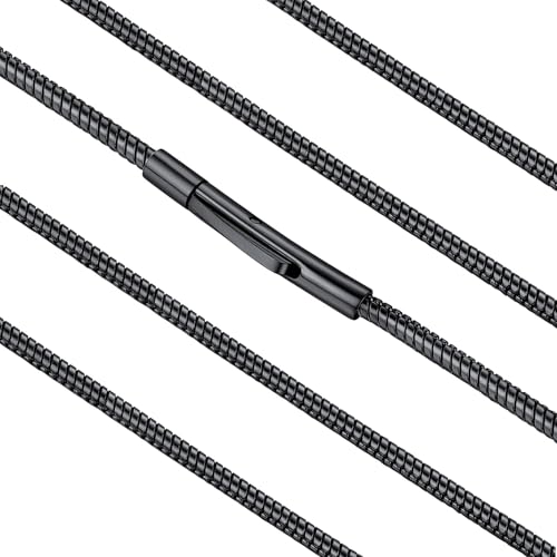 FaithHeart Thin Snake Chain Necklace for Men Women, 316L Stainless Steel | 2mm Silver/Black/Gold Waterproof Sturdy Chain Necklace for Layering/Solo Wear, 16-30 Inches, with Gift Box - color: 01. Snake Chain-Black, size: Length 18 Inches