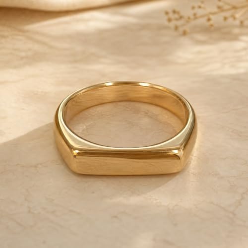 PCY Stainless Steel Gold Plated Men Women Band Ring - color: 4mm Gold CFX