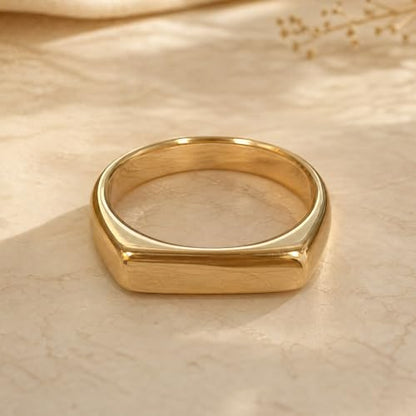 PCY Stainless Steel Gold Plated Men Women Band Ring - color: 4mm Gold CFX