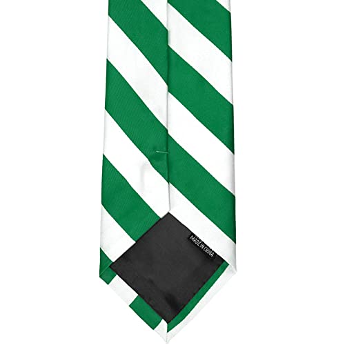 tiemart Men's Striped Tie Standard Length - color: Kelly Green and White