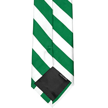 tiemart Men's Striped Tie Standard Length - color: Kelly Green and White
