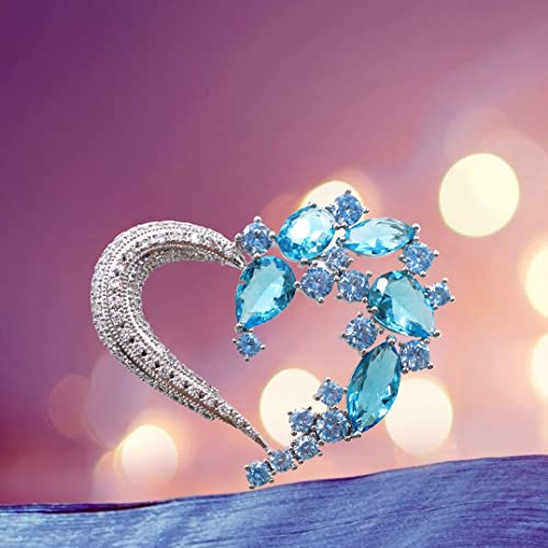Brooch Pins for Women Girls Fashion Flower Crystal Rhinestone Pearl Jewelry - color: Light Blue
