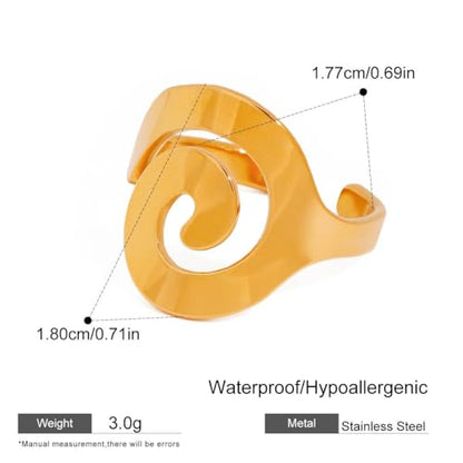 Minimalist Textured Twist Chunky Statement Ring,Gold Plated Stainless Steel Open Ribbed Band Stackable Chic Style Ring for Women - style: Style A