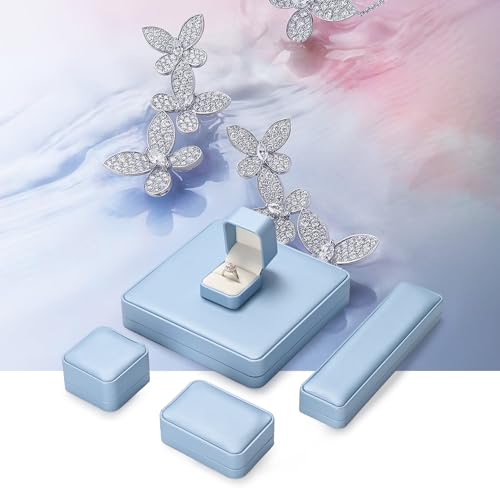 Oirlv Luxury Leather Jewelry Ring Box Engagement Ring Box Wedding Day Keepsake Case(Sky Blue) - color: Sky Blue, size: Ring Box