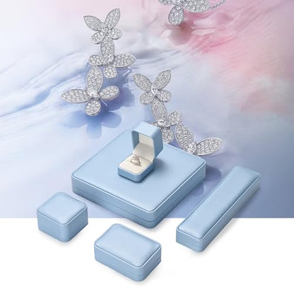Oirlv Luxury Leather Earring Case Jewelry Box For Earrings Premium Jewelry Box Luxury Gift Case(Sky Blue) - color: Sky Blue, size: Earring Box