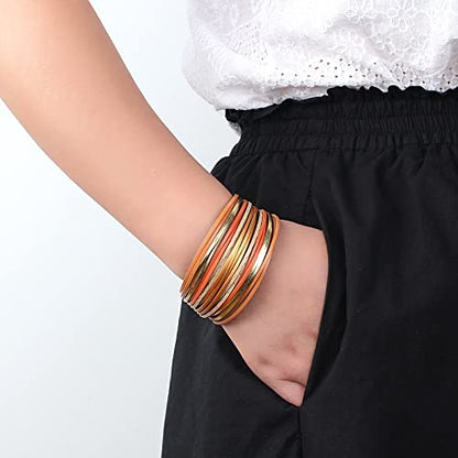hotoo Leather Wrap Bracelet for Women - color: Orange Leather Bracelets