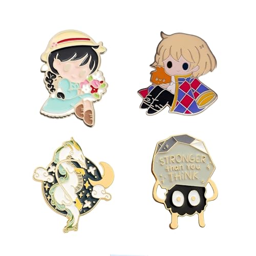 MemeChic 4Pcs Kawaii Enamel Pin Set, Cute Anime Lapel Pins, Cartoon Funny Pin Bulk Set Brooch Button Aesthetic Badges for Backpacks, Jackets, Gifts for Kids Girls Boys Festival Present