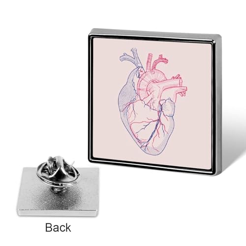 Minimal Linear Heart Unisex Brooches & Pins Square Lightweight Lapel Badge Jewelry for Clothing Shawl Hat