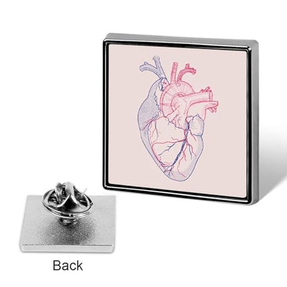 Minimal Linear Heart Unisex Brooches & Pins Square Lightweight Lapel Badge Jewelry for Clothing Shawl Hat