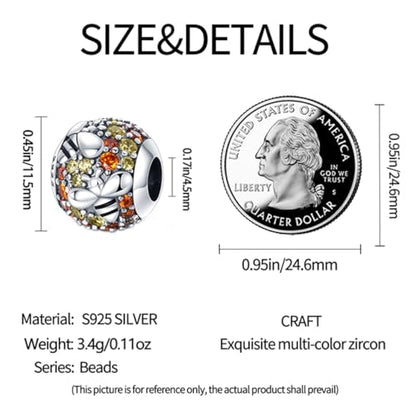 HappyStar 925 Sterling Silver Animal Dogs Charms Pendants fit Pandora Bracelets Necklaces Flowers Sports Travel Charms for Bracelets Women Jrwelry Gifts(with one Spacer Bead Charms) - style: Beehive bead