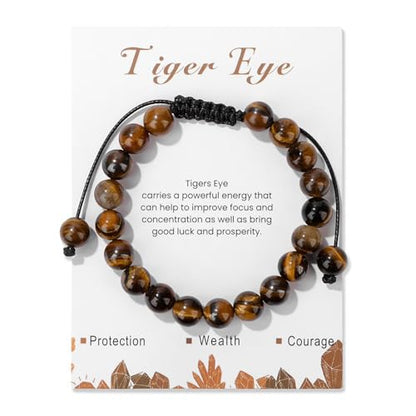 Healing Crystal Bracelet for Women 8mm Natural Stone Crystal Beaded Bracelets Adjustable Handmade Gemstone Bracelet Healing Jewelry Mother's Day Gifts for Women