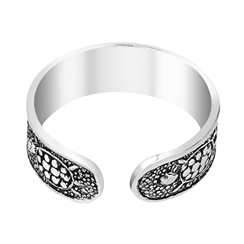 AeraVida .925 Sterling Silver Adjustable Toe Ring or Pinky Ring 5mm Wide Open Band, Stackable Minimalist Summer Foot Jewelry | Sun Moon Star Turtle Butterfly Leaf Olive Branch Ocean Wave Yin Yang Design - style: Turtle
