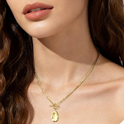 Chunky Gold Necklace for Women, 18K Waterproof Heart Necklace Statement Necklace Gold Charm Necklace Chunky Jewelry Paperclip Chain Choker Gift for Women - style: Baroque Lumina