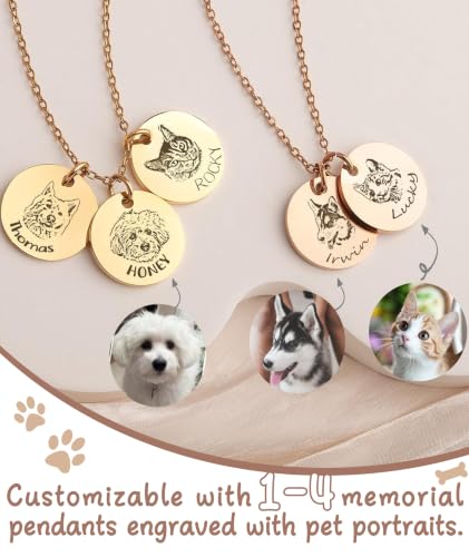 Personalized Locket Necklace for Women with Engraved Text & Picture | Custom Birthday Flower Locket Necklace Mothers Day Gift for Mom Mother Wife - color: Pet