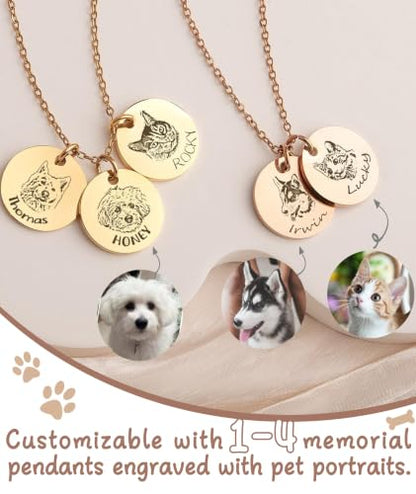 Personalized Locket Necklace for Women with Engraved Text & Picture | Custom Birthday Flower Locket Necklace Mothers Day Gift for Mom Mother Wife - color: Pet