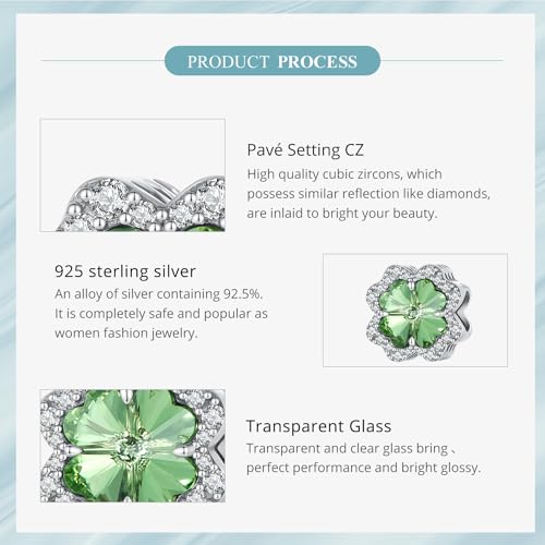 925 Sterling Silver Charms for Bracelet Jewelry Gifts for Women - color: Four leaf clover
