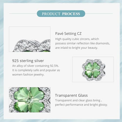 925 Sterling Silver Charms for Bracelet Jewelry Gifts for Women - color: Four leaf clover