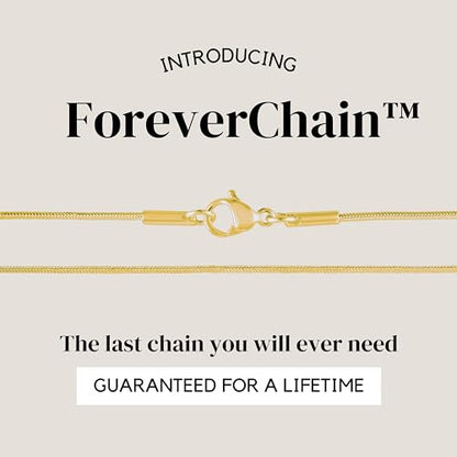 KISPER Gold Snake Chain Necklace for Women 24K Plated Stainless Steel Thin | 0.9mm, 14-30 inches, non-tarnish, waterproof, hypoallergenic, nickel-free, lobster clasp