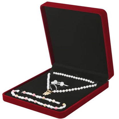 LETURE Velvet Jewelry Set Box, Velvet Gift Box for Bracelet Necklace Earring Ring (Red) - color: Red
