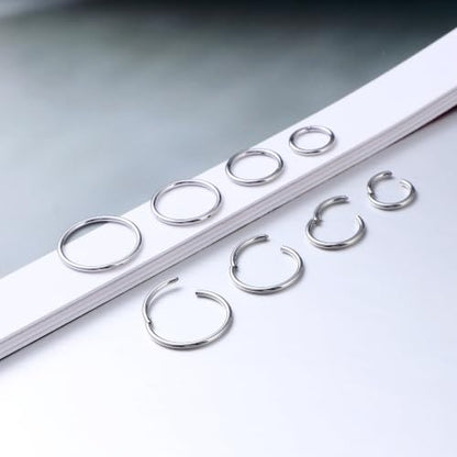 Nose Rings 20G 18G 16G 316L Surgical Steel Hinged Clicker Segment Nose Hoop Helix Cartilage Daith Tragus Sleeper Earrings Body Lip Piercing Jewelry for Women Men 6mm 7mm 8mm 10mm 12mm - style: 12:Silver+Gold-18G*8mm(4pcs)