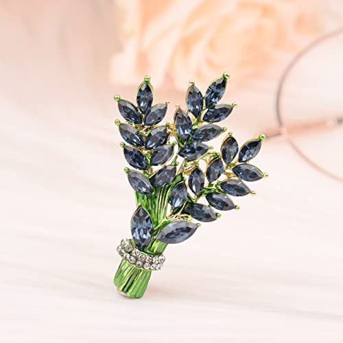 Lavender flower brooch crystal rhinestone tulip brooch elegant accessories jewelry women brooches and pins fashion jewelry wedding flowers lapel pin - color: Blue lavender flower
