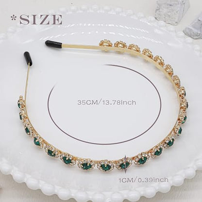 Bridal Headpiece Wedding Headband with Crystal and Hair Accessories (Green, 5.5'') - color: Green