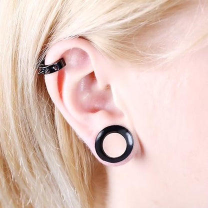 WBRWP 48/32/24/22/20/16/12pcs Ear Tunnels and Plugs - Double Flared Hollow Hard/Soft Silicone Ear Gauges - Ear Expander Stretcher Body Piercing Jewelry 8g-1" - color: E-16PCS soft(thin) silicone set