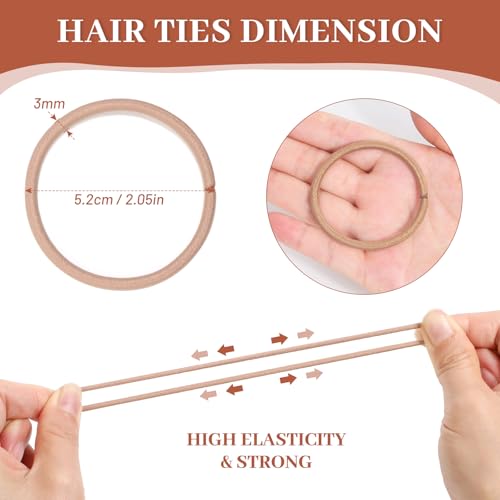 Anezus 200 Pcs Hair Ties for Women Girls Hair Elastics Hair Bands Ponytail Holders Hair Rubber Bands for Thick Straight Curly Hair (Neutral Color) - color: Neutral
