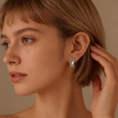 Turquoise Hoop Earrings for Women/Men 18K Real Gold Plated Cubic Zirconia Hoop Earrings Hypoallergenic Cartilage Ear Jewelry - color: Butterfly