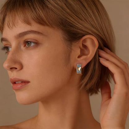 Turquoise Hoop Earrings for Women/Men 18K Real Gold Plated Cubic Zirconia Hoop Earrings Hypoallergenic Cartilage Ear Jewelry - color: Butterfly