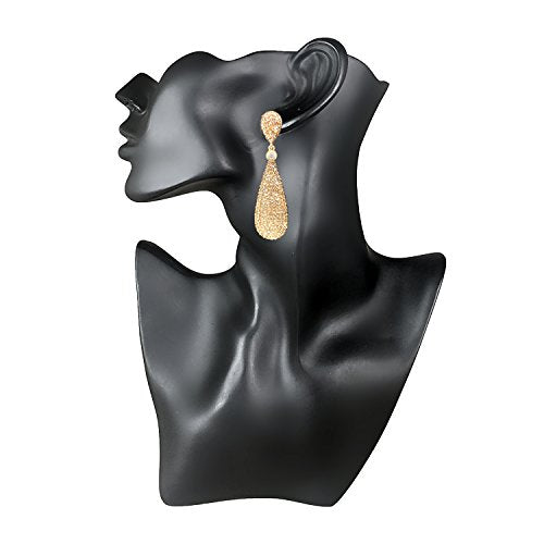Moonstruck Costume Jewelry Women's Champagne Diamond Golden Dangle Drop Earrings - color: Light Coloured Topaz