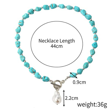 Dainty Layered Choker Necklace Bohemian Turquoise Necklace 14K Gold Plated Dainty Y Pendant Necklace Beach Fashion Pendant Choker - color: Gold-F