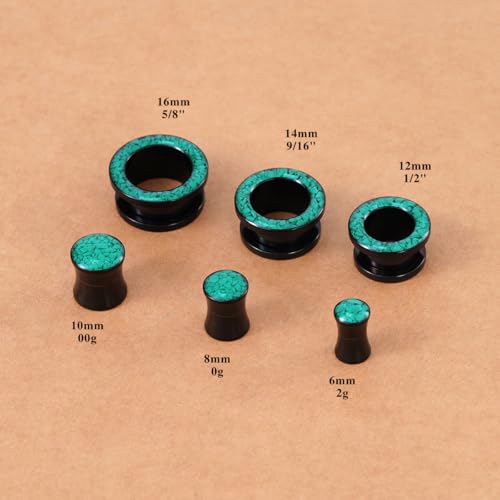 4PCS Shiny Glitter Resin Gauges Stainless Steel Ear Tunnels and Plugs Light blue Green Pink and Dark brown Glitter Colorful Ear Gagues Screw Fit Expander Stretcher Piercings - color: ZS8720H, size: 8mm(0g)