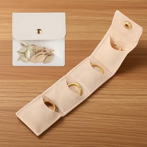 9pcs Mini Travel Jewelry Bag, Portable Small Travel Jewelry Roll Holder Bags and Mini Jewel Pouch Organizer Case with Secure Snap Closure for Rings Necklaces Earrings Storage