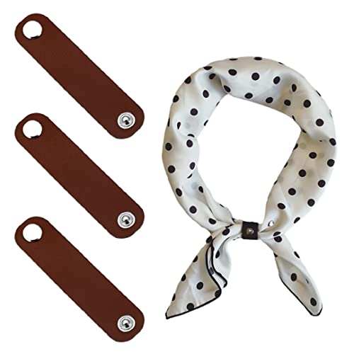 5 Pcs Leather Scarf Clasp Clips Bandana Ring Buckle Multipurpose Luggage Tags Name Label Clothing Accessories - color: Coffee