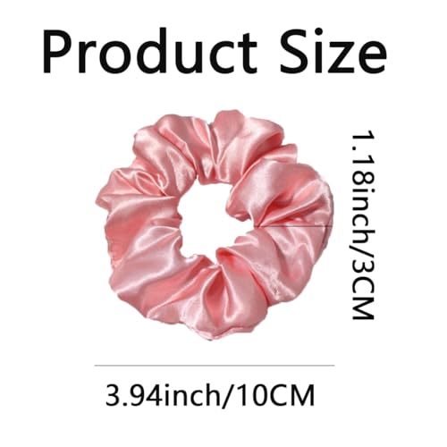 Silk Hair Ties Ponytail Holder Hairs Bow Ropes Elastics Hairtie Accessories Wide 0.8inch on Hair No Damage No Crease for Women Curly Thick Wavy Hair(30Pcs Pink) - color: Pink