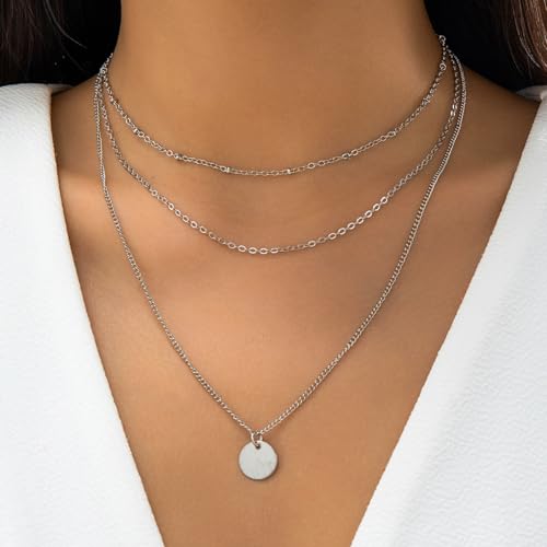 Layered Gold Necklace for Women Boho Turquoise Beaded Chain Set with Long Coin Pendant Trendy Y Necklace for Everyday Jewelry Gifts boho fashion fall fashion jewelry womens fashion - color: H-Sequin chain multi-layer necklace
