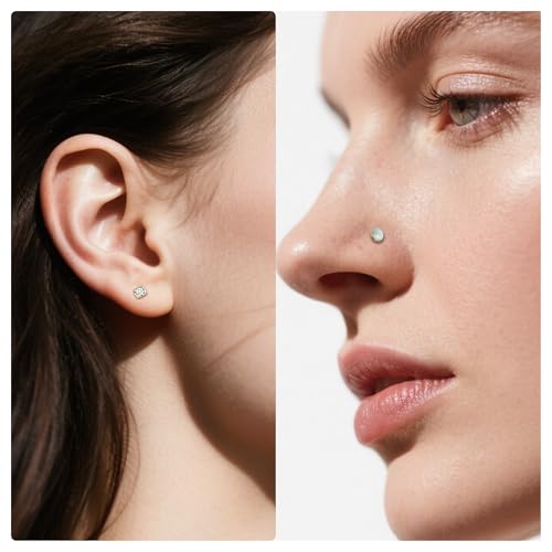 Vsnnsns 14K Gold Plated 16G 18G 20G Threadless Nose Rings Studs Flat Back Earrings Stainless Steel Tragus Helix Conch Earrings Stud Snake Bite Lip Rings Labret Medusa Piercing Jewelry for Women Men - color: 14K Gold Plated-18G-6MM 7MM 8MM 10MM Bar Lenght