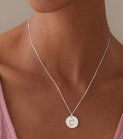 LeCalla 925 Sterling Silver Encouraging Jewelry Gift for Women | Courage, Strength, Believe, Motivational, Inspirational & 3D Bar Necklace | Inspirational Message Pendant Necklace Jewelry - color: Faith-Fear