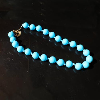 JNF Chunky Beaded Necklaces Women Large Big Ball Bead Choker Necklace Bold Statement Beads jewelry Gift - color: bright blue beads