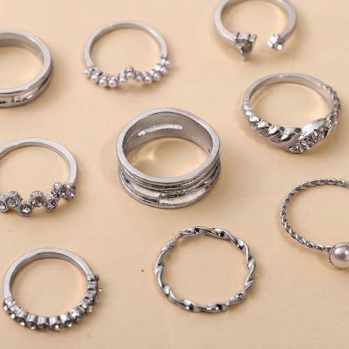 42-Piece Gold Tone Stackable Ring Set for Women, Boho Minimalist Stacking Rings with Crystal & Heart Accents, Adjustable Open Band Jewelry for Daily Wear - style: TZY-003353-01