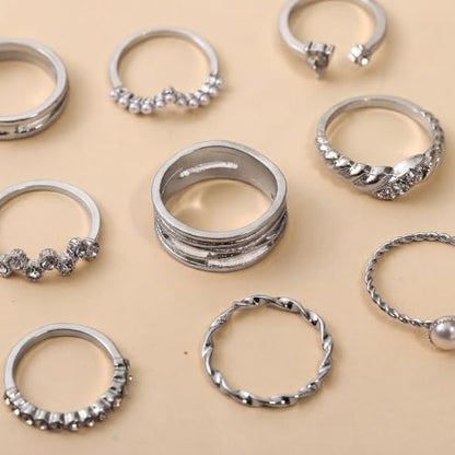 42-Piece Gold Tone Stackable Ring Set for Women, Boho Minimalist Stacking Rings with Crystal & Heart Accents, Adjustable Open Band Jewelry for Daily Wear - style: TZY-003353-01