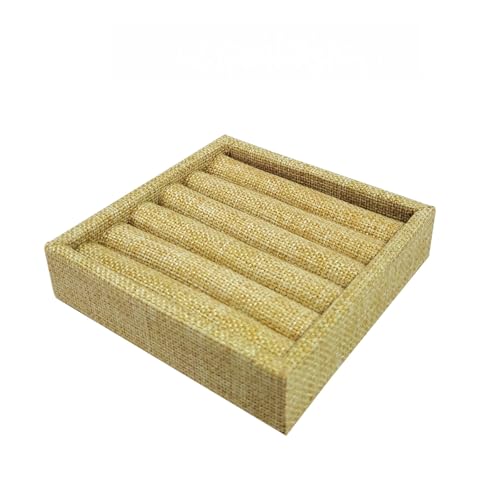 SCIKHETF Velvet Ring Earrings Studs organizer Tray Small Ring Insert Display Tray 5 Slots Stackable (Linen) - color: Linen