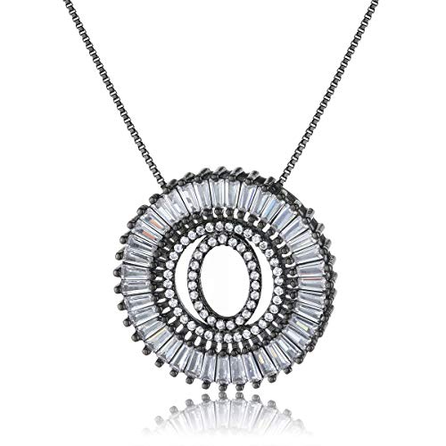 COTTVOTT A-Z Alphabet Pendant Necklaces Charms Women Initial Letter Chain Necklace 4 Colors - style: Black-O