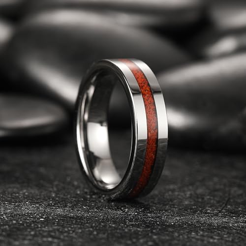 King Will Wood Wedding Band Wood Inlay for Men - color: Gunmetal-6mm