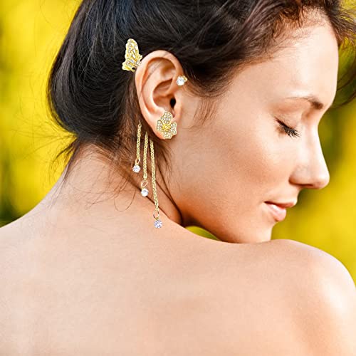 Shining Butterfly Ear Cuffs Zircon Butterfly Earrings for Women Ear Cuffs for Women Non Piercing Ear Wrap Around Earrings - color: E
