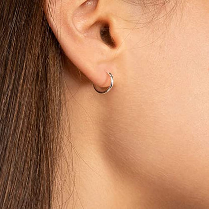 EPIRORA Silver Hoop Earrings- Cartilage Endless Small Hoop Earrings Set for Women Men, 3 Pairs of Hypoallergenic 925 Sterling Silver Tragus Earrings Nose Lip Rings - color: 3 Pairs(8mm*3)-Silver/Gold/Rose Gold