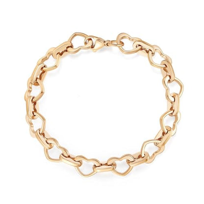 mnmoom Heart Bracelets for Women Stainless Steel with Rose gold, gold plating Heart links bracelets - color: Gold