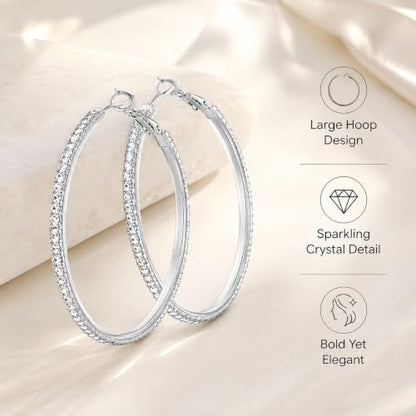 Big Chunky Gold Hoop Earrings for Women Beaded Large Statement Earrings Lightweight Fashion Jewelry Daily Wear Party Gift - color: D1:silver hoop 8cm